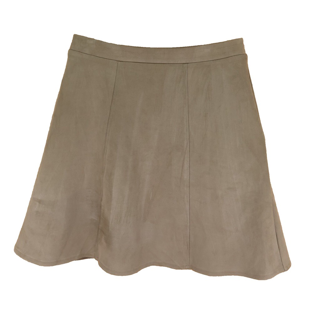 New York Clothing Co. Skirt Suede Womens Size L Brown Elastic‎ Waist Knee Length